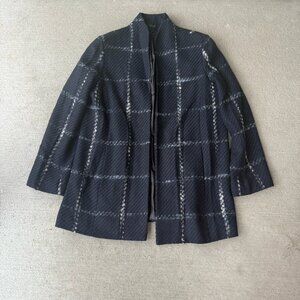 Estelle and Finn‎ Women’s Navy Plaid Wool Blend Jacket Size 12 Made in NY